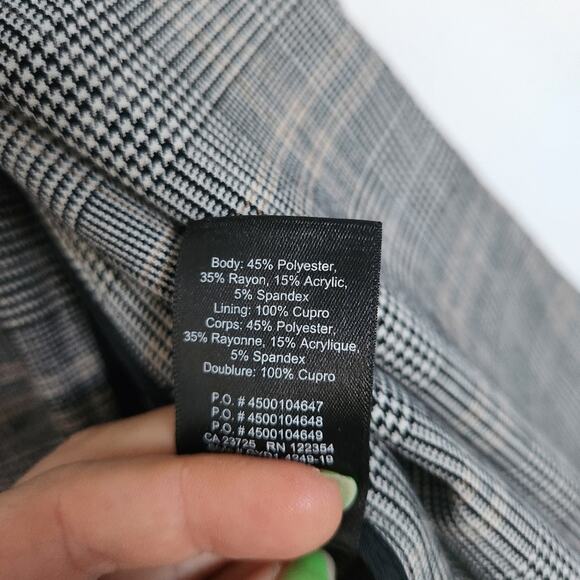 Babaton Aritzia Power Blazer 3/4 Plaid Grey Open Jacket Sz 6 Office Preppy - Picture 4 of 9